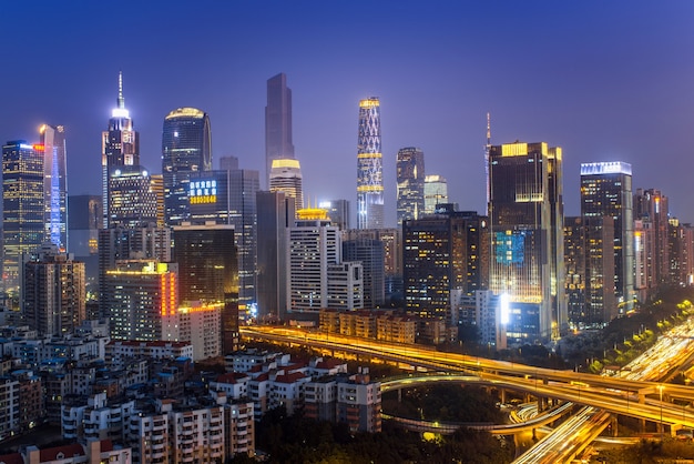 Guangzhou, China-Feb. 29, 2016: Beautiful night view of Guangzhou city skyline.