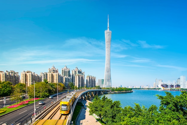 Guangzhou city light rail train in china