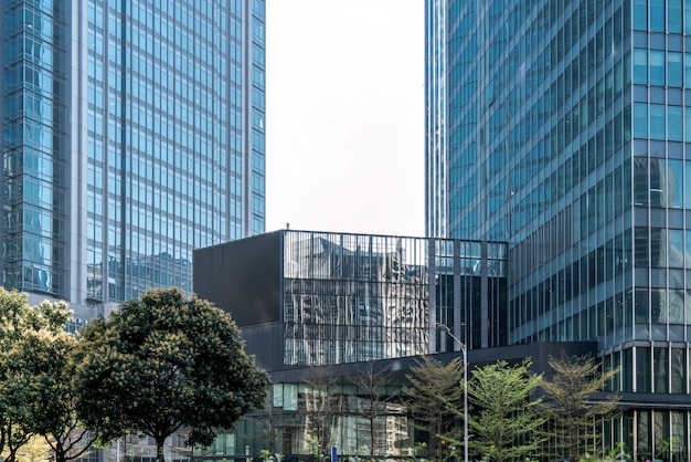 Photo guangzhou financial district plaza architectural landscape office building