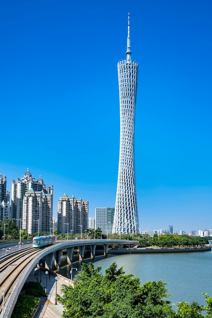 Guangzhou Pearl River New Town-de horizon van het de bouwlandschap