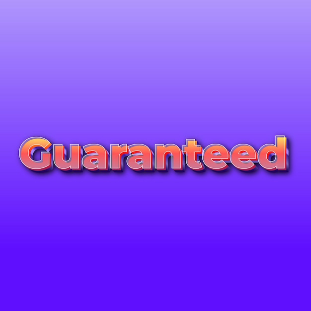 Guaranteedtext effect jpg gradient purple background card photo