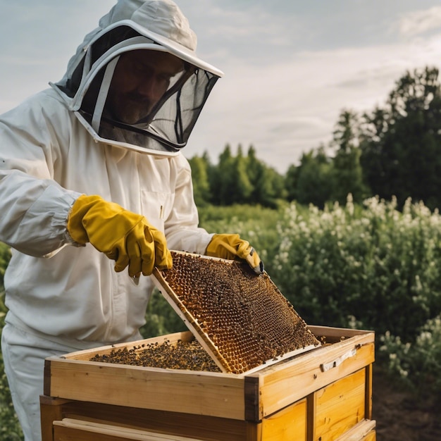 Photo guardians of the hive beekeepers nurturing bees honey and sustainable apiculture