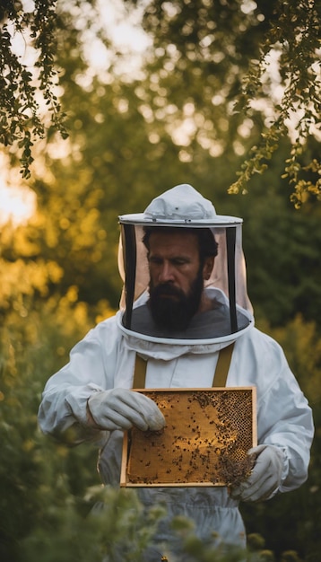 Photo guardians of the hive a beekeepers portrait