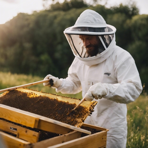 Photo guardians of the hive a beekeepers portrait