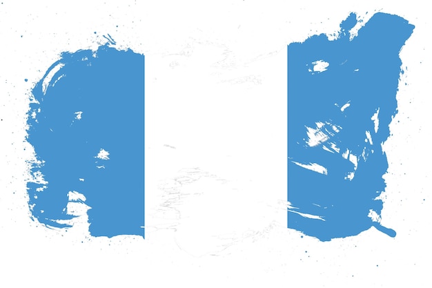 Photo guatemala flag with painted grunge brush stroke effect on white background