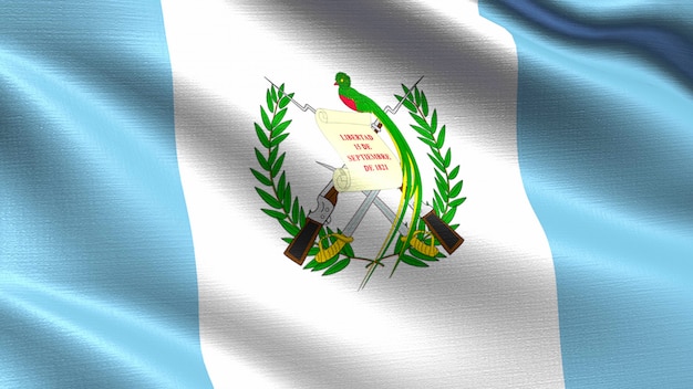 Photo guatemala flag, with waving fabric texture