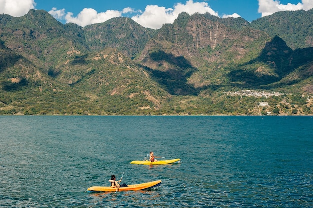 Guatemala kayaking on the Lake Atitlan is a popular activity with tourists