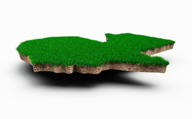 Guatemala Map soil land geology cross section with green grass and Rock texture 3d illustration