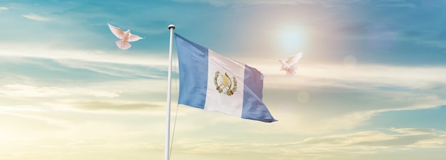 Guatemala national flag waving