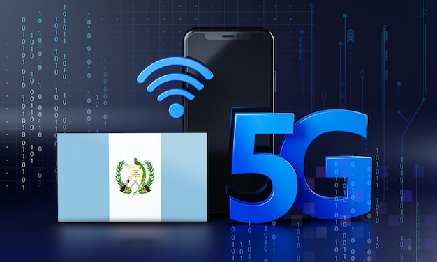 Гватемала готова к концепции подключения 5G. 3D визуализация смартфон технологии фона