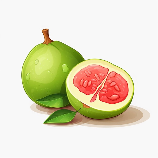 Photo guava 2d cartoon illustraton on white background high qual