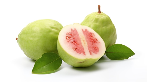 Photo guava fruit isolated whole guava fruit half a guava sliced