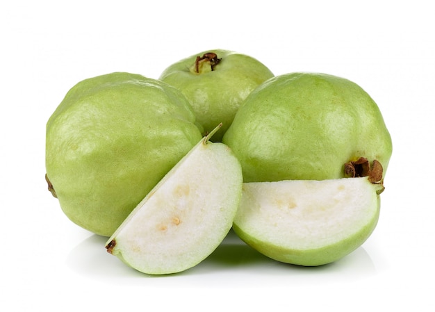 Guava fruit on white wall