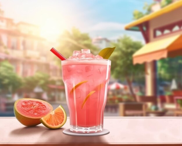 Guava juice with garden background