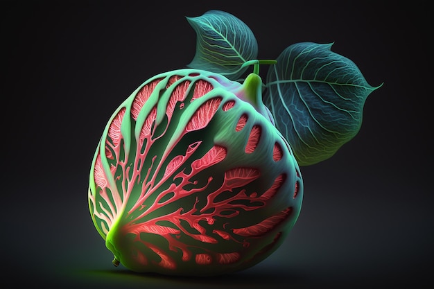 Guava neon fruit plant hybrid illustartion ai generated art