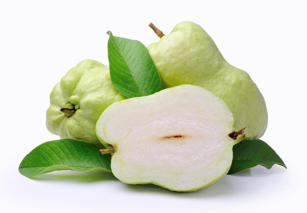 Guava tropical fruit on white background