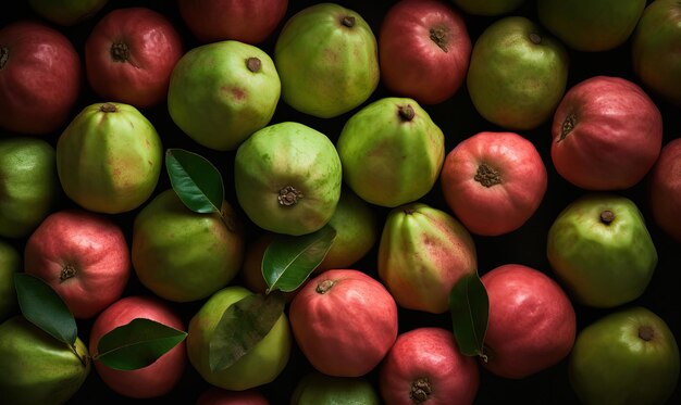 Guavas on a dark background Generative AI