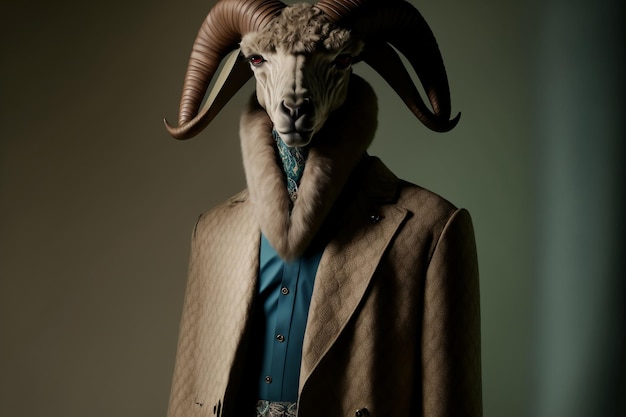 Gucci fashion photography full body ibex head