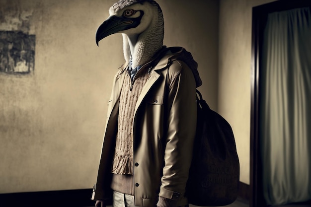 Gucci fashion photography full body pelican head