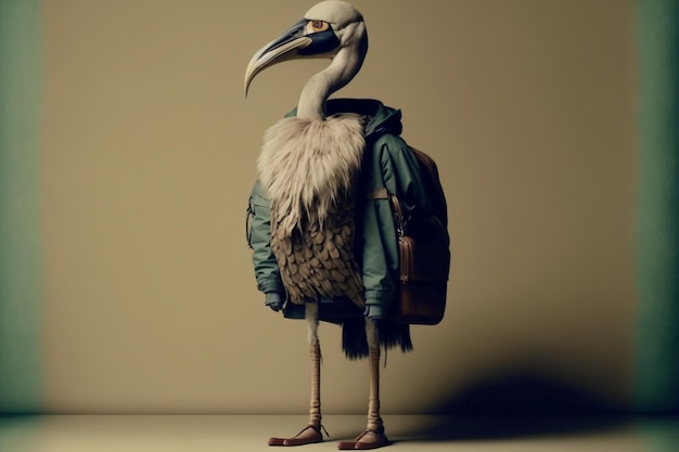 Gucci modefotografie full body pinguïn hoofdlamp