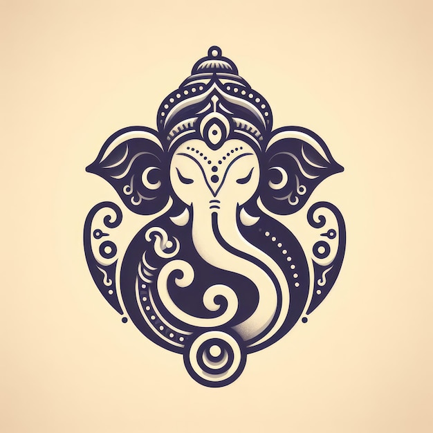 GudiPadwa ganesha hoofd in 2d stijl met eenvoudige achtergrond eenvoudige kleur en eenvoudige achtergrond