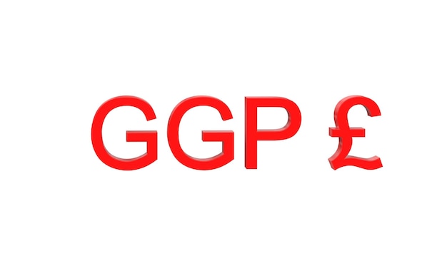 Guernsey pound currency symbol of Guernsey in Red 3d rendering 3d illustration