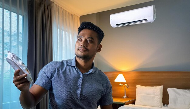 A guest reporting that the air conditioning in their room is not functioning properly