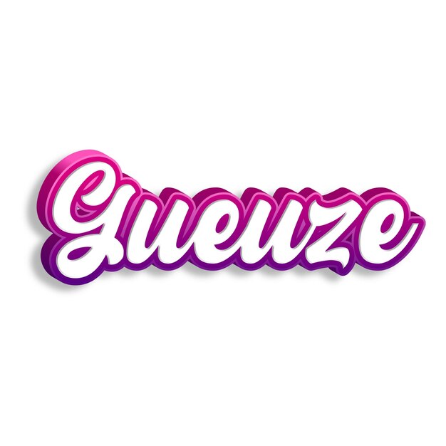 Gueuze typography 3d design yellow pink white background photo jpg