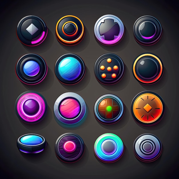 gui round game button ai generated element template circle mobile play colorful gui round game button illustration