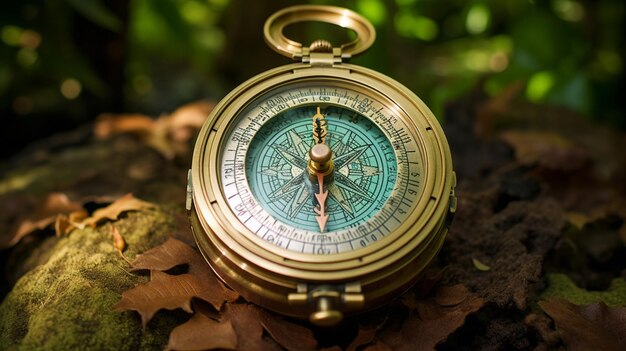 guided by antique compass exploring new territories