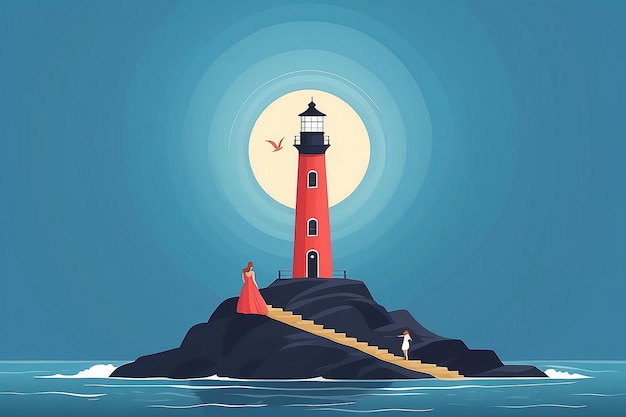 Guiding Light of SelfLove Turning It Into a Lighthouse Flat Style Vector