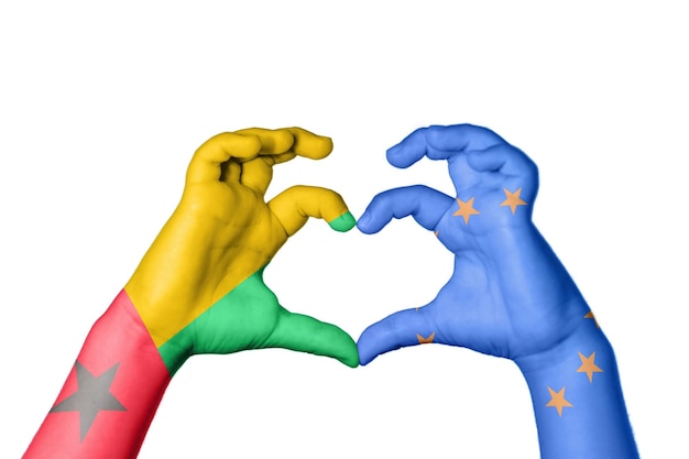 Guinea Bissau European Union Heart Hand gesture making heart Clipping Path