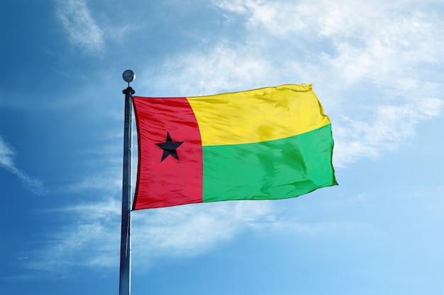 Photo guinea bissau flag on the mast