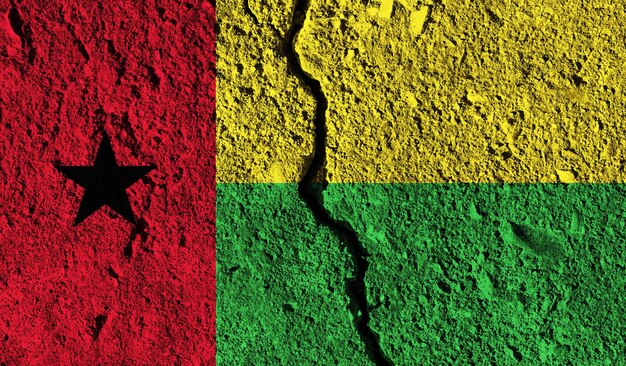 Guinea Bissau flag with crack through the middle Country divided concept