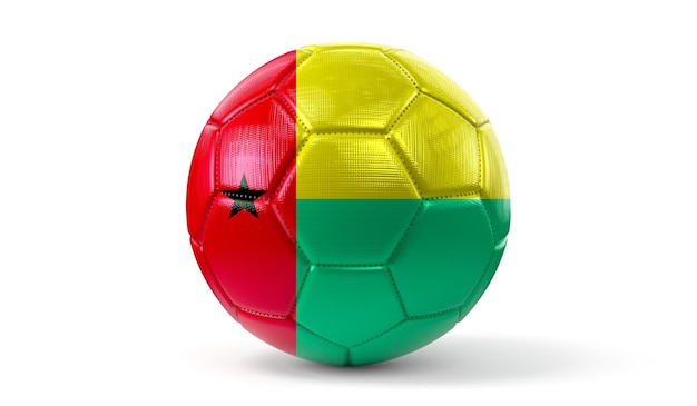 Guinea Bissau national flag on soccer ball 3D illustration