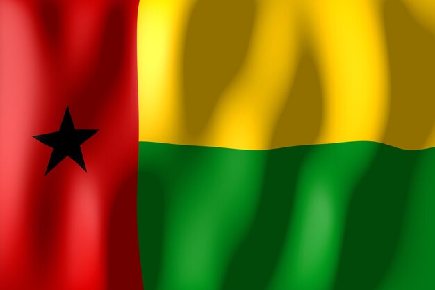 Guinea Bissau rippled country flag