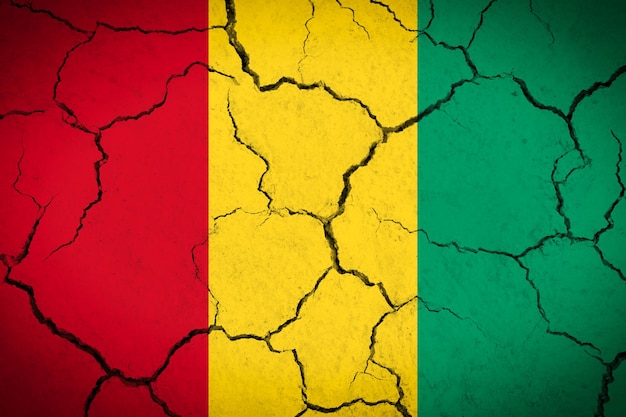 Guinea cracked country flag