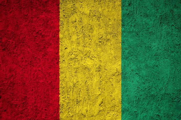 Guinea flag painted on grunge wall