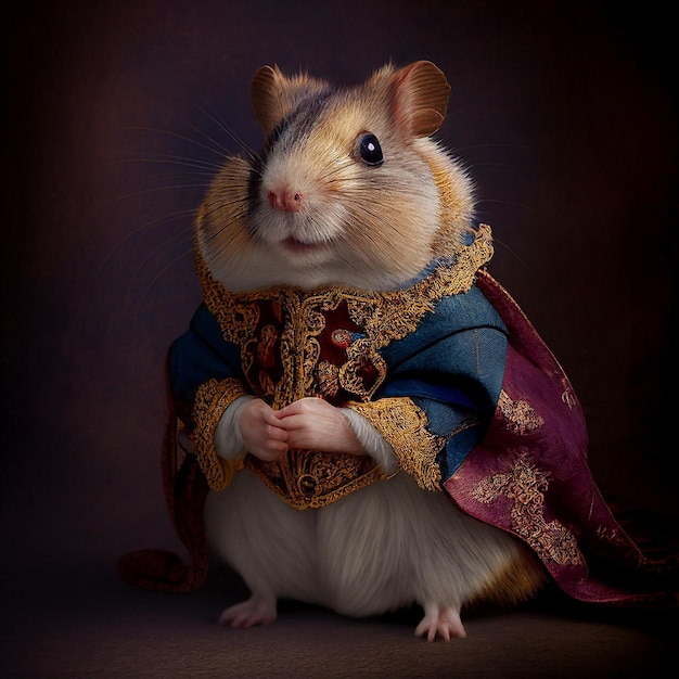 A guinea pig dressed in a costume that says'hamster'on it