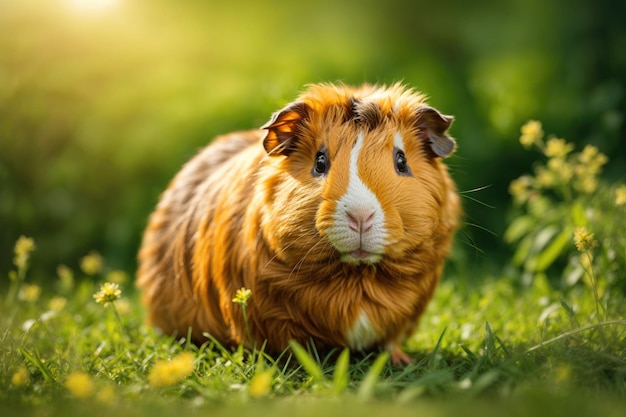 guinea pig on the grass ai generative