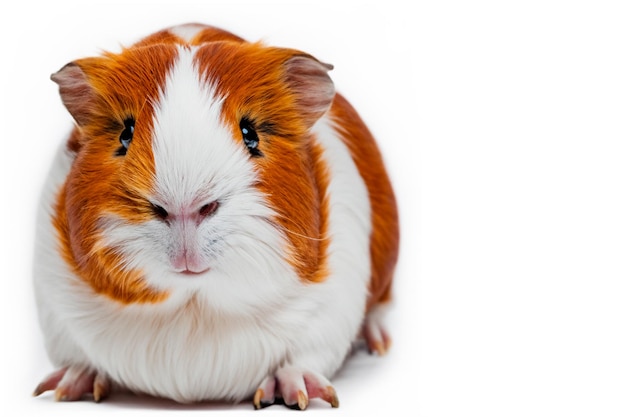 Guinea pig on a white background and space for text