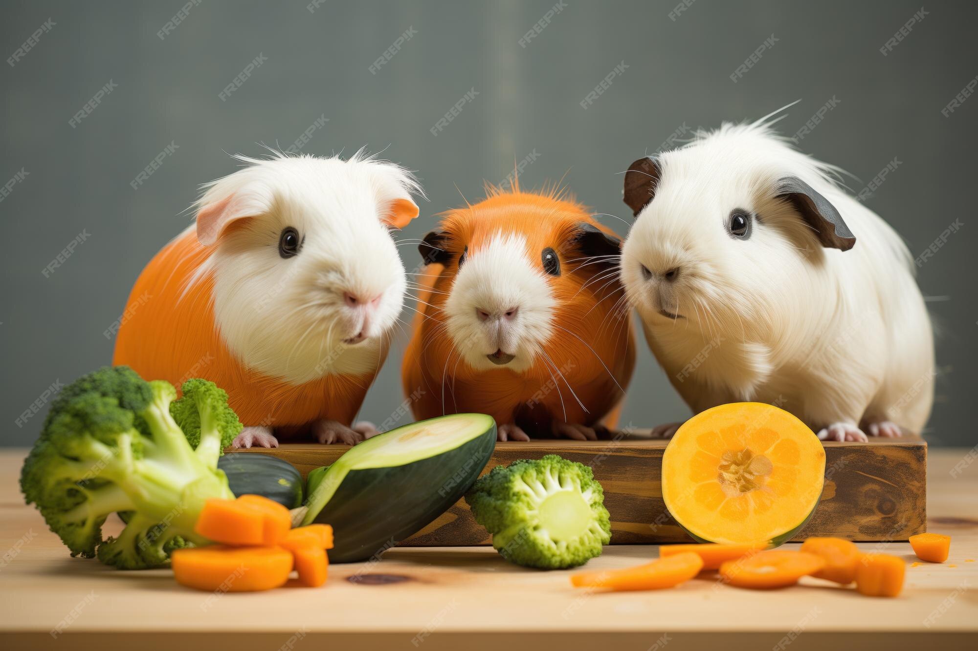 premium-photo-guinea-pigs-investigating-a-butternut-squash