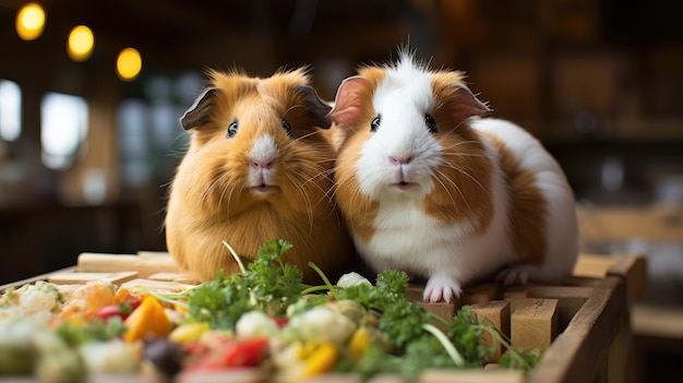 Guinea Pigs Munching