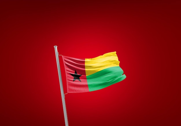 GuineaBissau flag waving in the sky