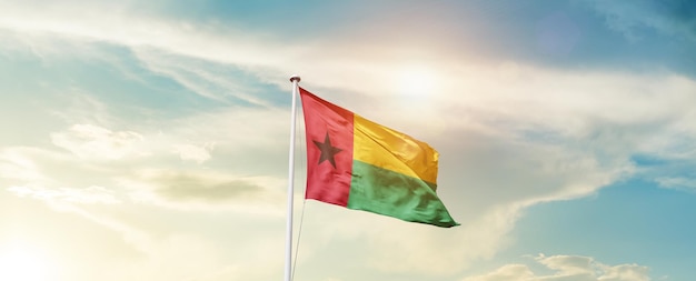 GuineaBissau flag waving in the sky