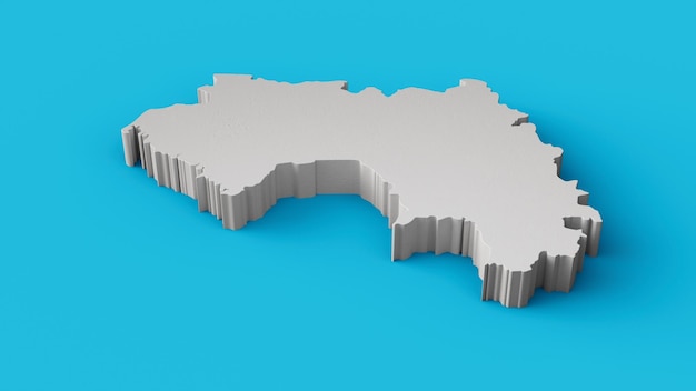 Guinee 3D-kaart Geografie Cartografie en topologie Zeeblauw oppervlak 3D-afbeelding