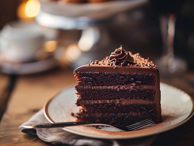 Foto guinness chocolate cake recept fotografie op bokeh wazige achtergrond