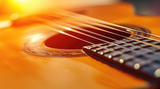 Guitar basking in golden sunset light