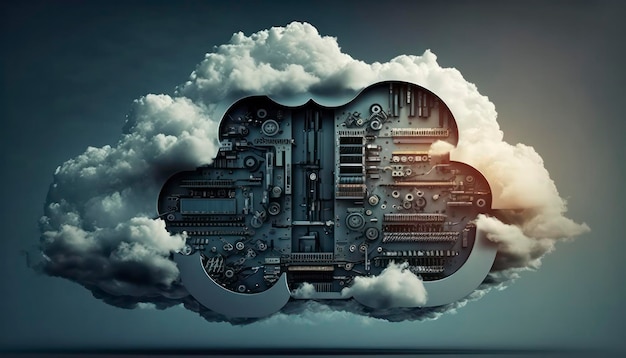 A guitar in a cloud with the word cloud on it