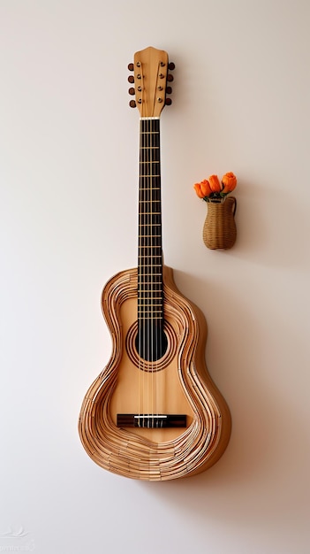 Guitar decoration on white wall